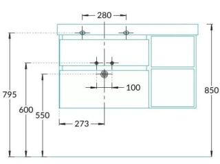 Тумба под раковину Kerama Marazzi Cubo CUB.90.2Lh\MAL.N левая 90 см мальва матовая/структурированный орех
